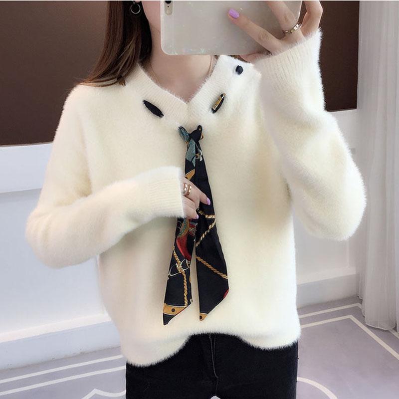 Autumn and Winter Mohair Jacket Fashion Thick Loose Top Casual Style Women Sweater