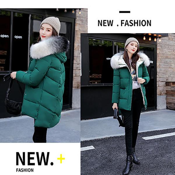 Women's Mid-length Down Cotton Jacket Winter Simple Loose Padded Bread Jacket Student Cotton All-match Parker Clothing