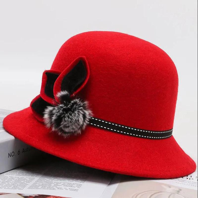 Winter Woolen Bowl Hat Women's Plush Woven Flower Fisherman Hat Thick Warm Plush Hat