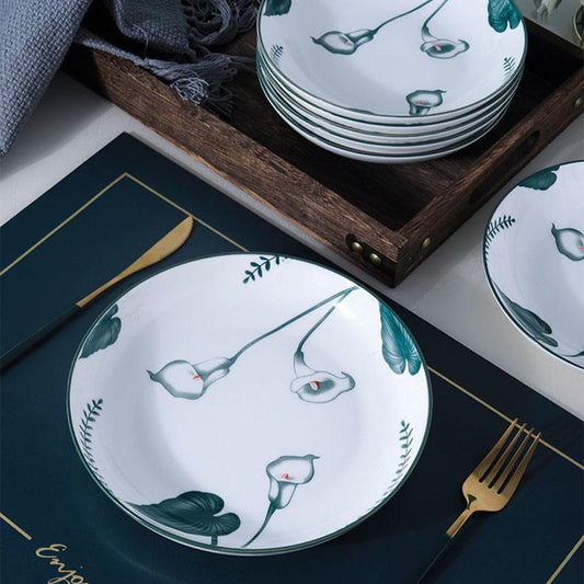 Ceramic Dish Plate Rice Plate Household Combination Printing Disc Jingdezhen Porcelain Disc Ceramic Plate