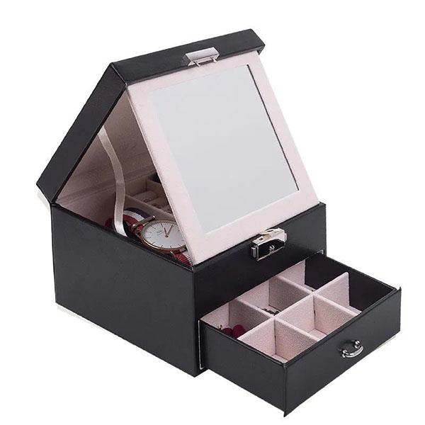 Jewelry Box PU Leather Jewelry Storage Earring Rings Box Packaging Storage Display Case Organizer for Home Travel Girl's Gift