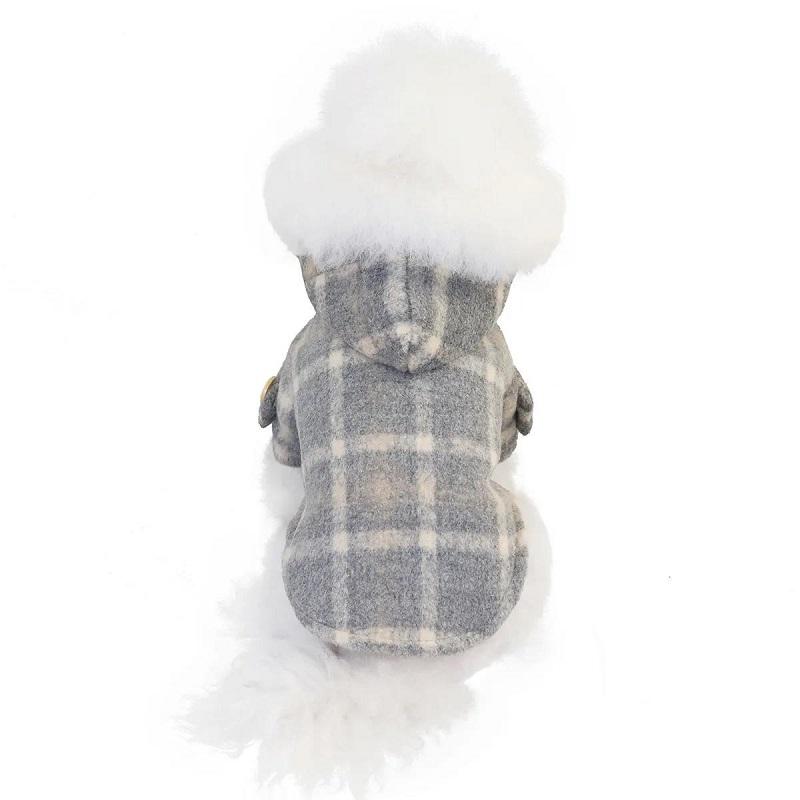 Dog Clothes Autumn and Winter Plaid Cotton Coat Windbreaker Teddy Bichon Small Dog Pet Warm Thick Clothing Hooded Coat Rompers Pet Supplies