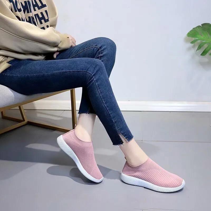 Women's and Men's Shoes High Quality Female Sneakers Non Slip Flats Shoes Male Loafers Plus Size Solid Color Walking Shoes