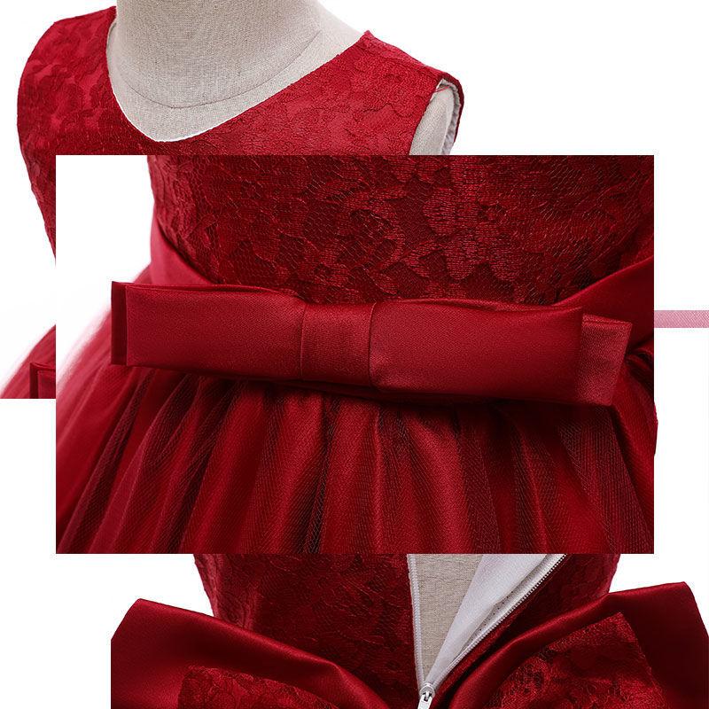 Children Dress Party Female Baby 0-6Years Old Lace Bow Dress Princess Dress and Headband Kid Clothing