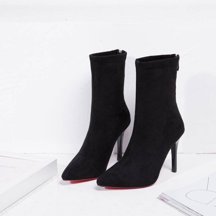 Autumn Winter Boots Fashion Sexy Thick Heel Martin Boots Ankle Boots High-heeled Pointed Shoes