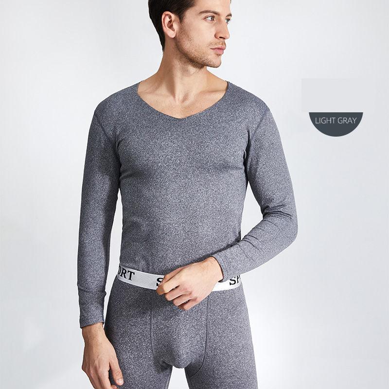 Men Winter Thermal Underwear O-neck Autumn Clothes Tight Suit Comfortable Soft Lining Long Sleeve High Elasticity Slim Tracksuit Wearable Versatile