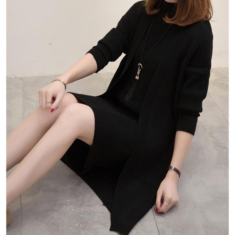 Autumn and Winter Fashion Casual Coat Loose Long-sleeved Sweater Mid-length Cardigan