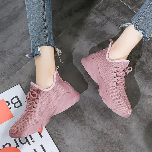 Spring and Autumn Fashion Women's Shoes Trend Wild Breathable Thick-soled Thin Sports and Leisure Running Women's Shoes