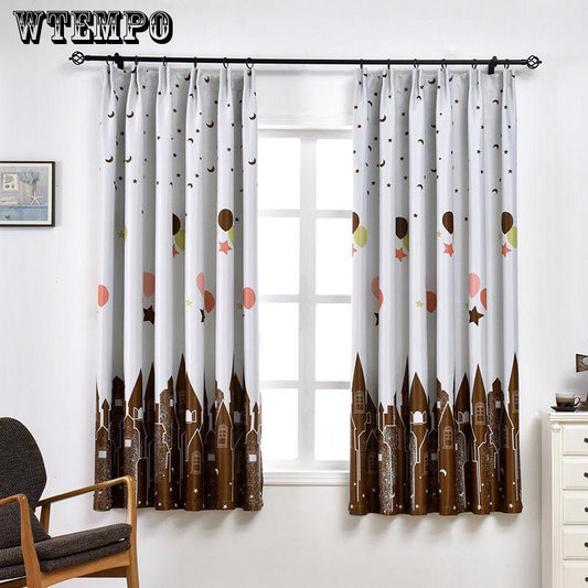 Printed Blackout Short Curtain Fabric Modern Minimalist Shade Bedroom Simple Short Curtain