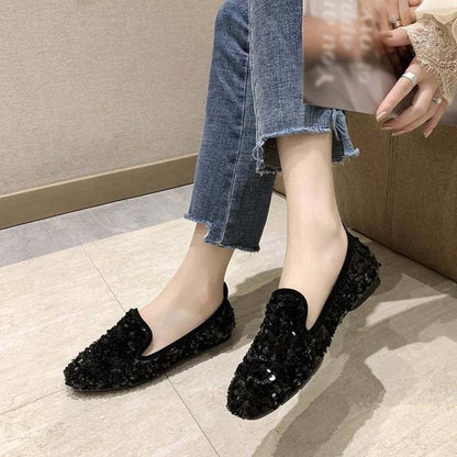 Rhinestone Society Women's Shoes Spring and Summer Korean Style One-legged Peas Shoes Pumps