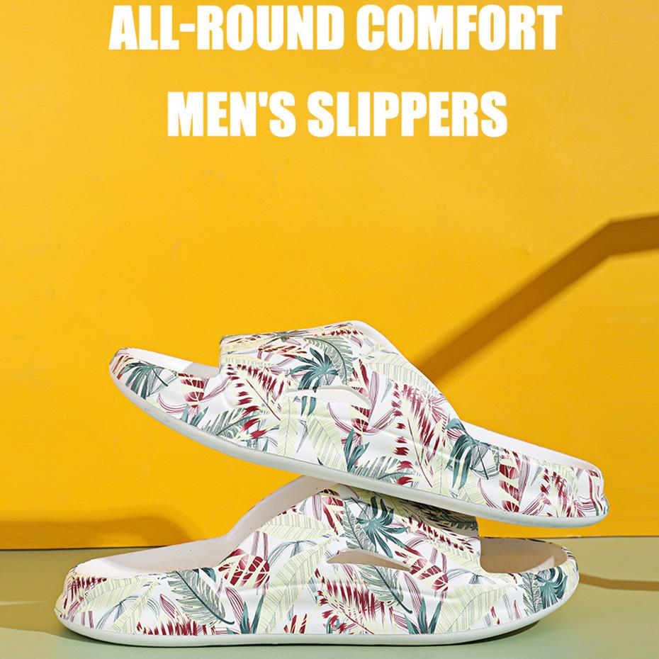 Summer Men's Slippers Large Size Thick Bottom Outdoor One Word Slippers Light Non-slip Beach Slippers Men