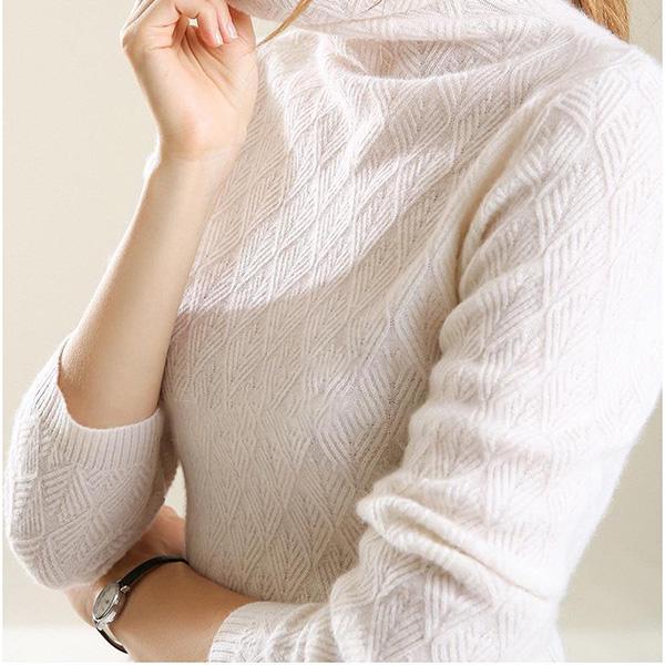 Spring and Autumn Cashmere Knitwear Pile Pile Collar Bottoming Shirt Turtleneck Slimming Warm Sweater Women