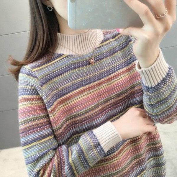 Autumn and Winter Retro Half Turtleneck Sweater Loose Casual Jacket Fashion Casual Women's Top