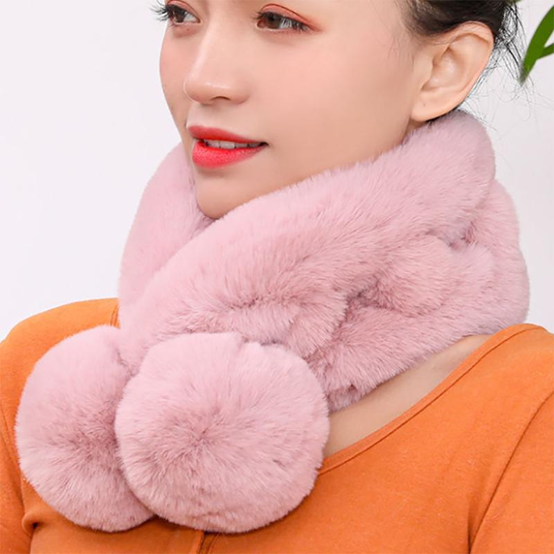 Scarf Women Winter Rex Rabbit Fur Imitation Fur Winter Scarf Women Thick Warmth Collar All-match