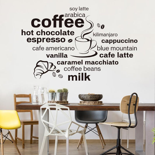 coffee shop room background decorative wall stickers fashion English decoration relax time wallpaper