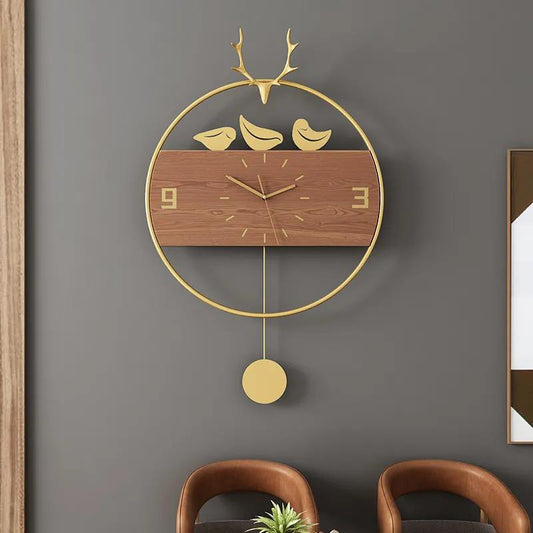 Nordic Deer Head Wall Clock Living Room Home Fashion Modern Minimalist Light Luxury Art Decoration Personality Creative Mute Clock