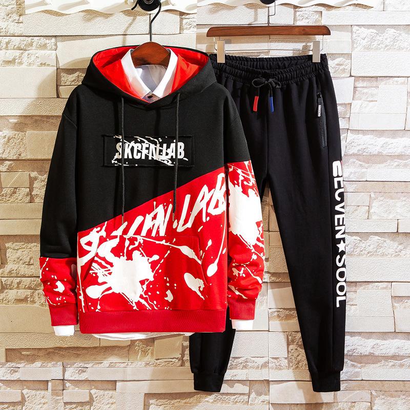 Sweatshirt Set Hoodie Large Size Spring and Autumn Men's Clothing 2pcs set Trend Long Sleeve