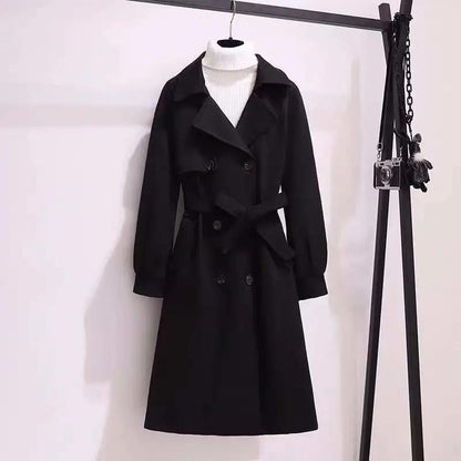 Coat Women's Mid-length Autumn and Winter Woolen Loose and Thin Over The Knee Popular Woolen Coat