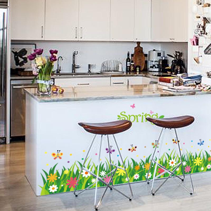 Pansy grass baseboard porch cabinet bathroom kindergarten decoration PVC wall sticker