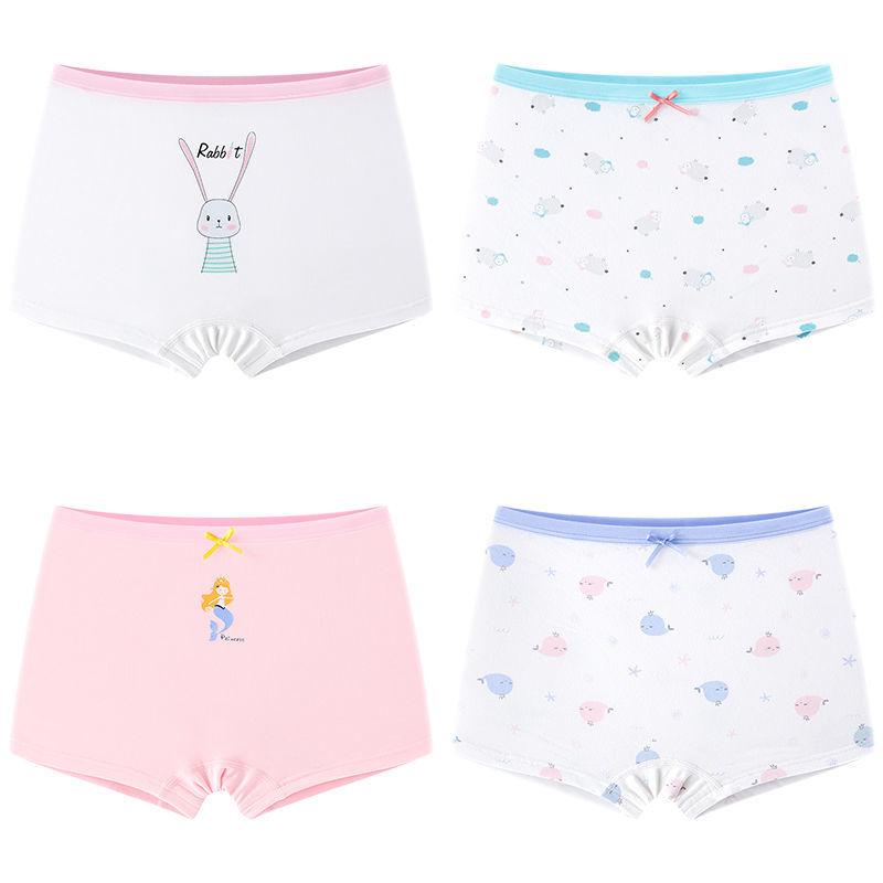 4 Pcs/Lot Girls Underwear Briefs Panties Kids Children Shorts for 3-13Years