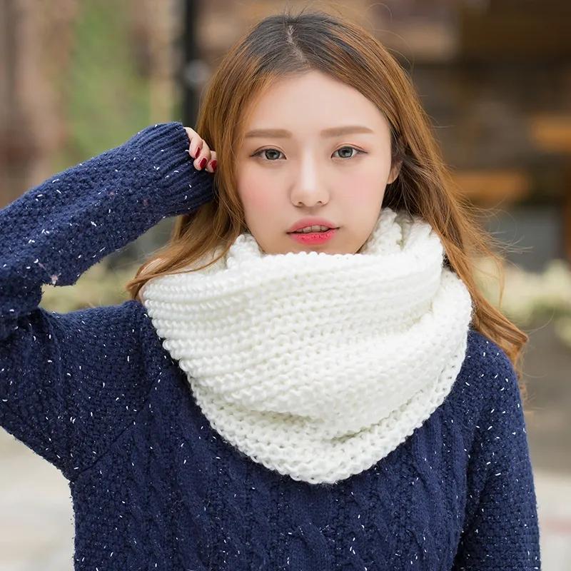 Women's Winter Scarf Padded Bib Pullover To Keep Warm Korean Style Knitted Solid Color Scarf Soft Handmade Knitting Neck Collar Scarves Thermal Scarf