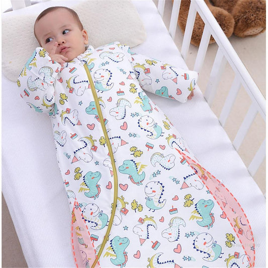 Baby Organic Sleeping Bag Detachable Long Sleeve Wearable Blanket Envelope Winter Warm Girls Boys Clothes Bedding Quilt