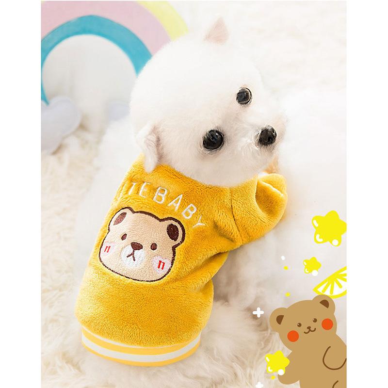 Cute Bear Dog Clothes Autumn and Winter Coral Fleece Sweater Cat Pet Small Dog Puppies Thickened Two-legged Clothes Warm Pet Winter Clothing