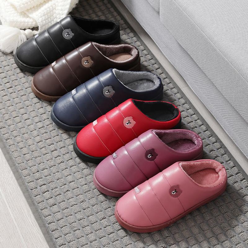 Women Winter Slippers 41 Cotton Shoes Men Plus Size Slides Thick Warm Slipper