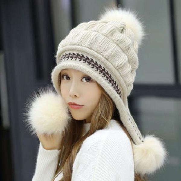 Fashion Woman hat Plush Cotton hat Trendy wild hat Windproof hat Winter Warm hat Thick hat