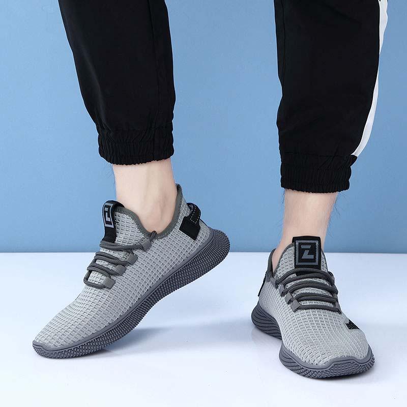 Plus Size 38-44 Summer Men Flying Woven Mesh Sneakers Comfortable Breathable Running Basketball Shoes Casual Shockproof Non-slip Shoes