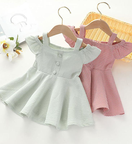 Girls Dress Pure Summer 2021 Korean Version of The New Children's Net Red Plaid Princess Dress Baby Foreign Cute Dress