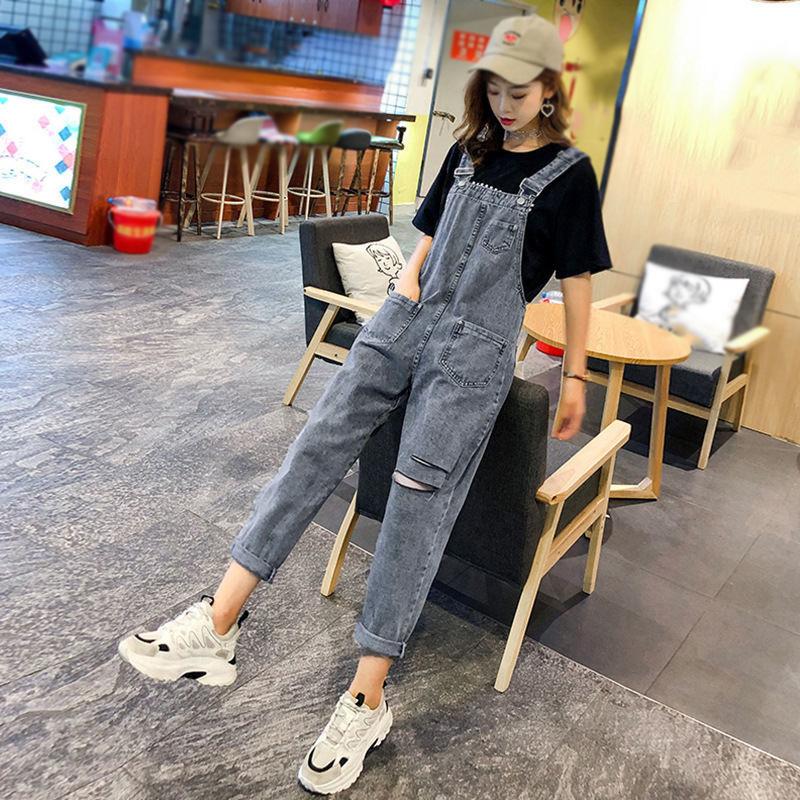 WTEMPO Woman Jeans Summer Denim Jumpsuit Long Romper Pants Zipper Pockets Sleeveless Adjusted Overalls Trousers