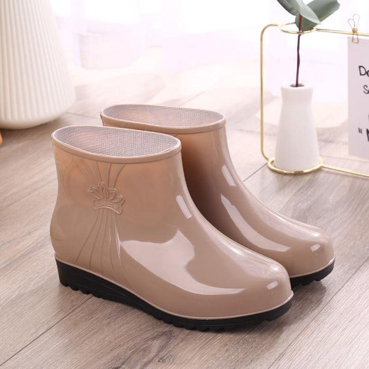 Rain Boots Women's Short-tube Rain Boots Adult Non-slip Warm and Waterproof Shoes Mid-tube Women's Low-top Water Boots