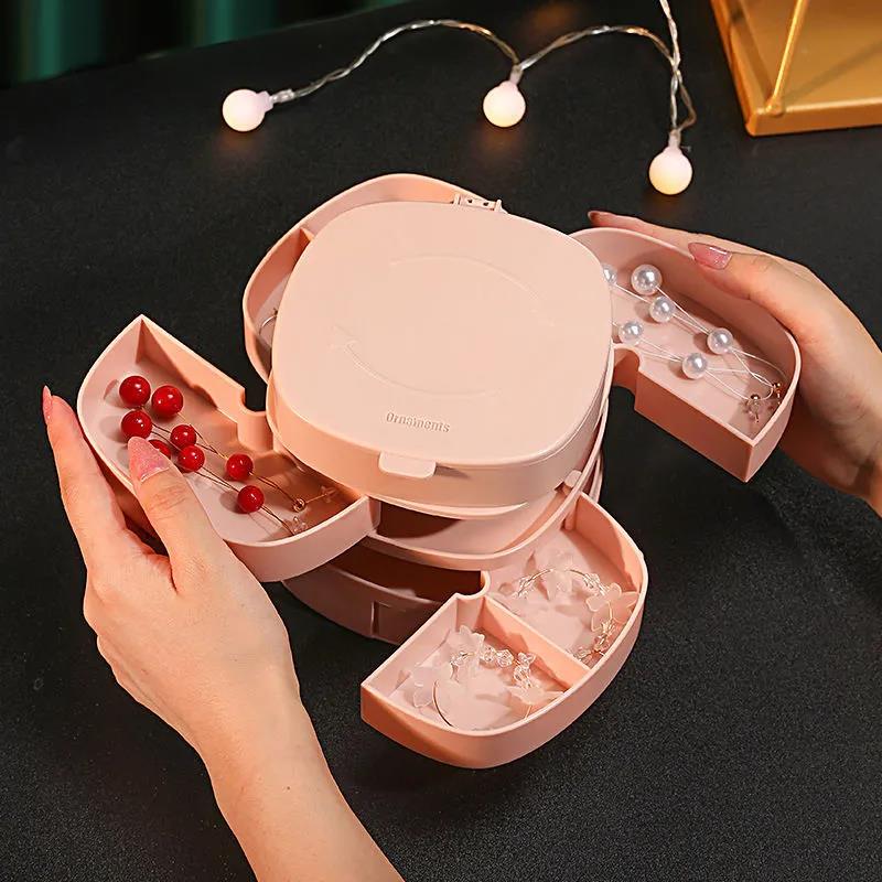 Travel Portable Jewelry Box Jewelry Storage Box Case Holder Multi-function Earring Necklace Plate Jewelry Organizer