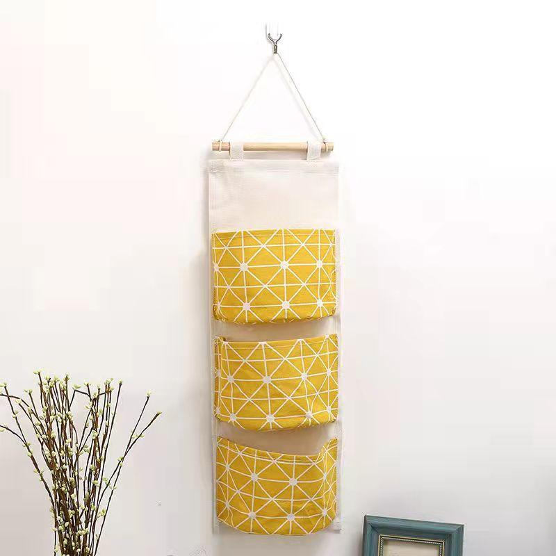 3 Pockets Storage Bag Home Wall Hanging Bag Closet Hanging Door Dormitory Bedroom Mobile Phone Snack Sundries Storage Bag