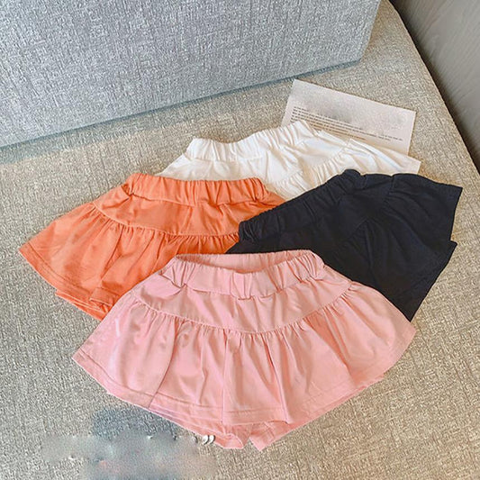 Autumn Spring Summer Casual Girls' Skirts Korean Version of Elastic Short Skirts Pleated Skirts Playful Style Culottes