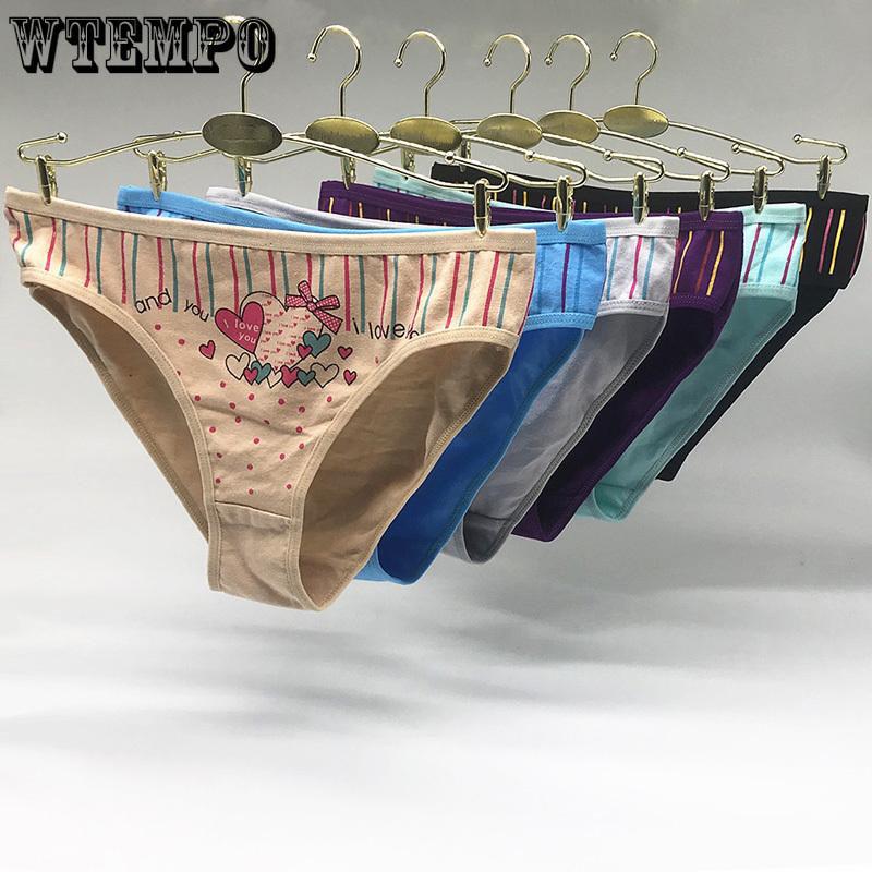 WTEMPO 6 Pcs/Lot Cotton Women's Briefs Sexy Low-Waist Panties Ladies Briefs Cotton Briefs Underwear