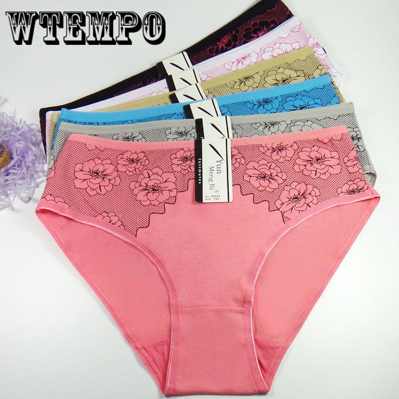 6 Pcs/Lot Plus Size Women Underwear Panties Seamless Sexy Briefs Panties for fat women cotton