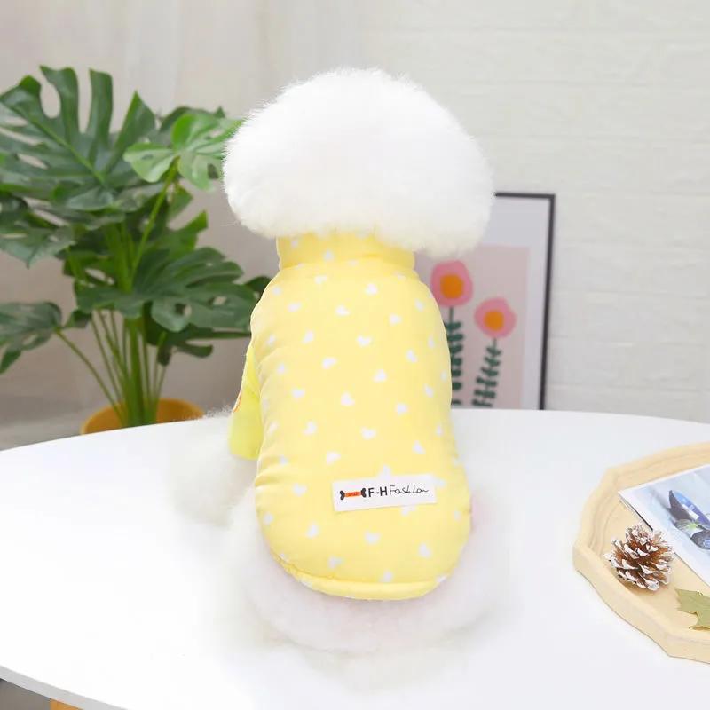 Dog Clothes Winter Floral Thick Warm Jacket Double-sided Vest Cat Teddy Pet Dog Winter Clothing 2 Legged Outerwear Jumpsuit Windproof Comfortable Coat