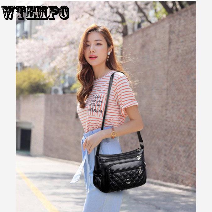 Brand One-shoulder Messenger Bag Trend Bag Fashion Wild Women Bag Multi-layer Soft Leather