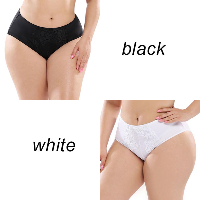 2PCS Plus Size Ladies Panties Sexy High Waist Briefs Fat Ladies Lace Panties L-5XL