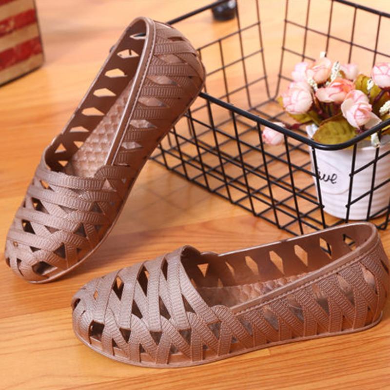 Summer Comfortable Slope Heel Non-slip Nurse Shoes White Sandals Female Summer Plastic Hollow Mother Shoes Work Shoes