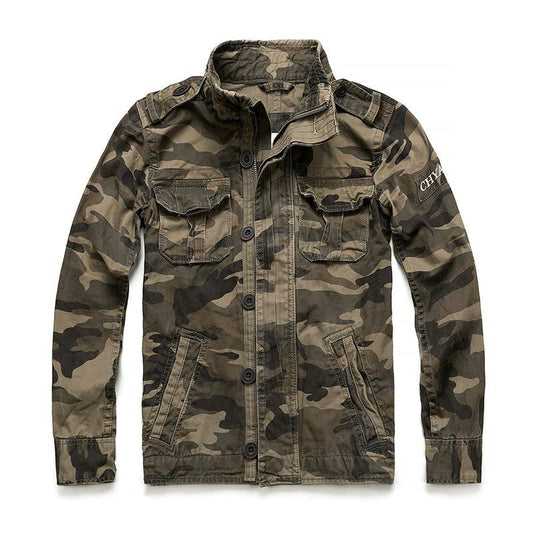 Camouflage Jacket Military Tactical Mens Jackets and Coats Stand Collar Cotton Casual Outerwear Fashion Denim Jacket