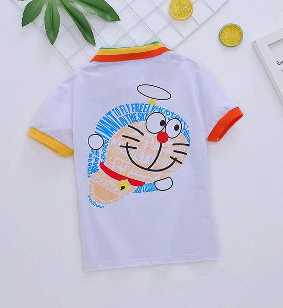 Boys and Girls Summer Children's New Handsome and Western Style Cotton Lapel Polo Shirt T-shirt Short Sleeves