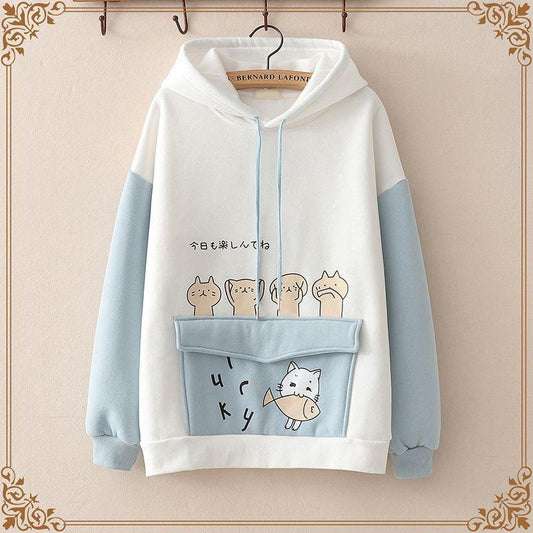 Cat Pink Girl Heart Fleece Egirl Super Thick Loose Hoodie Kawaii Ears Lolita Hoodie