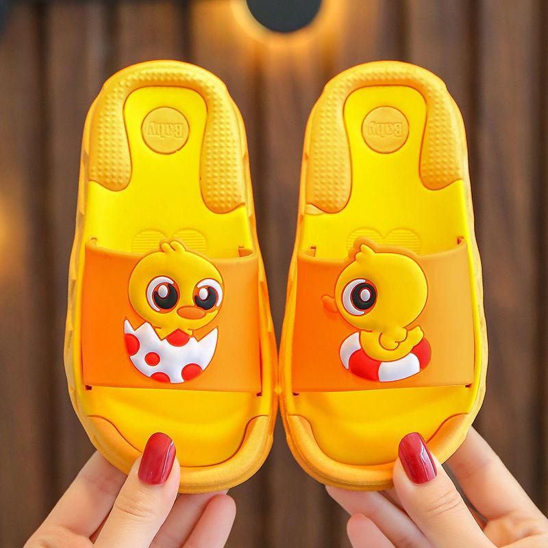 Children's Sandals Slippers Summer Boys  Girls Non-slip Soft Bottom Kids Bathroom Bath Slippers Cartoon Household Duckling Children Baby Slippers