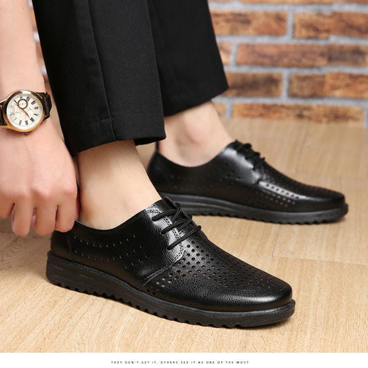 Breathable Hollow Leather Sandals Business Casual Leather Shoes Men's Hole Sandals Men's Business Shoes Light and Breathable