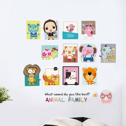 Animal family cartoon wall stickers removable stickers animal party wallpaper monkey rabbit lion fox