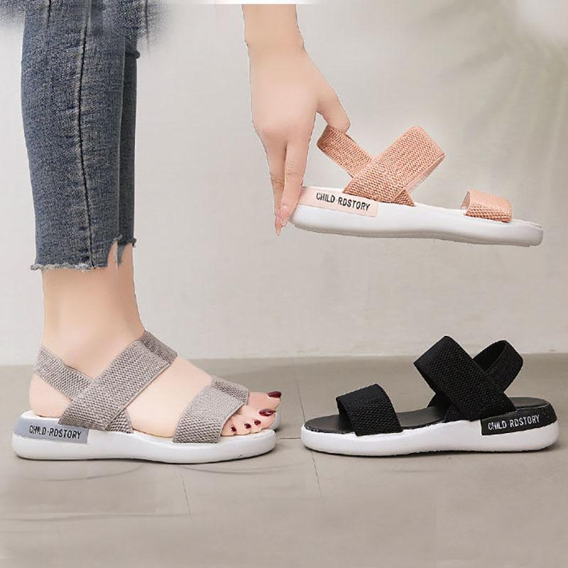 Women's Sports Sandals Summer Students Flat-bottomed Non-slip Outer Wear Fairy Style All-match Roman Shoes