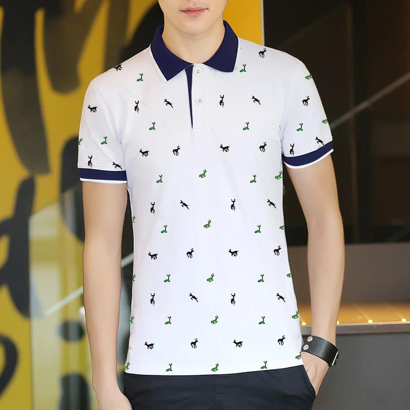 Summer Cotton Men's Shirt Short-sleeved T-shirt Lapel Half-sleeved Youth Self-cultivation Bottoming T-shirt